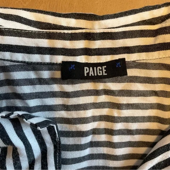 PAIGE Elora Stripe Button-Down Black and White Blouse - Picture 7 of 12